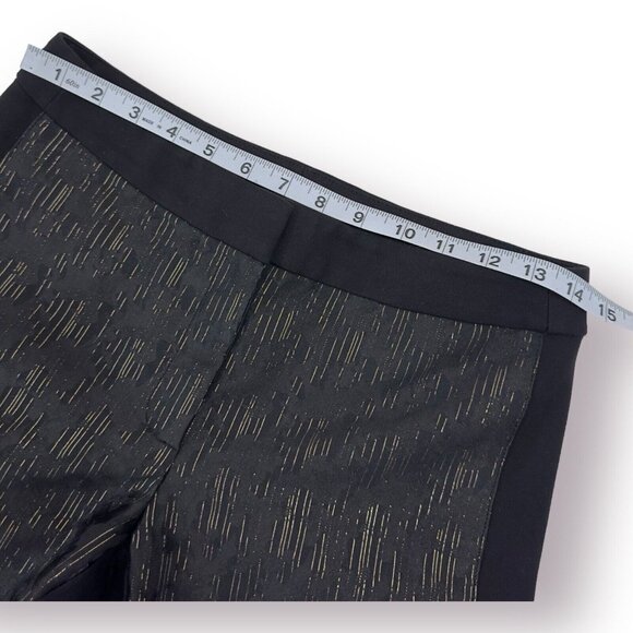 White House Black Market Women SZ 4 The Skinny Black Gold Metallic Ponte Pants - Picture 5 of 12